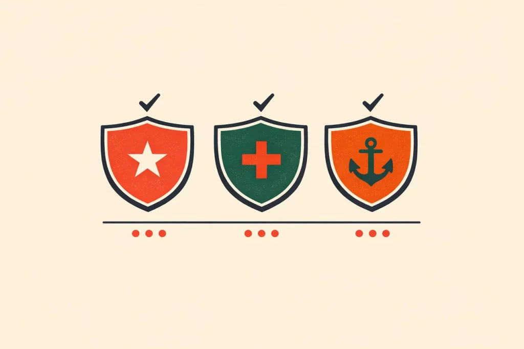 New online casinos licence badges showing Curacao LOK Malta MGA and Anjouan regimes with checkmarks