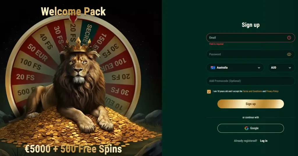 Richard Casino Australia review hero, logo with welcome bonus and fast withdrawals branding